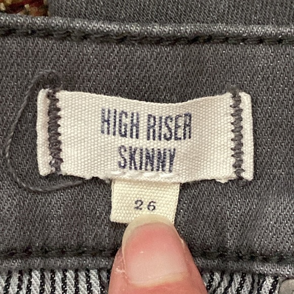 Women’s Madewell Denim Gray Jeans High Riser Skinny Creased Size 26 Stretch - Picture 12 of 14